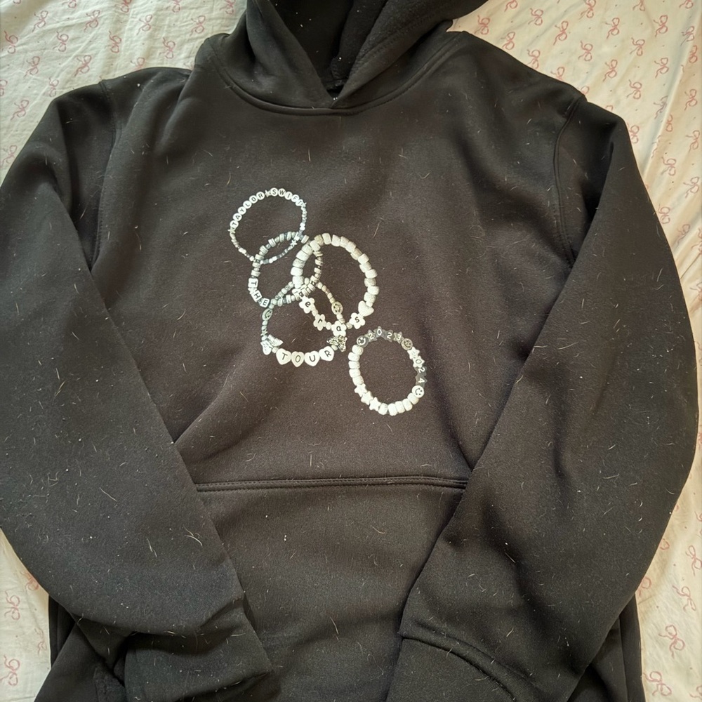 Taylor Swift Black Hoodie with Silver Rings